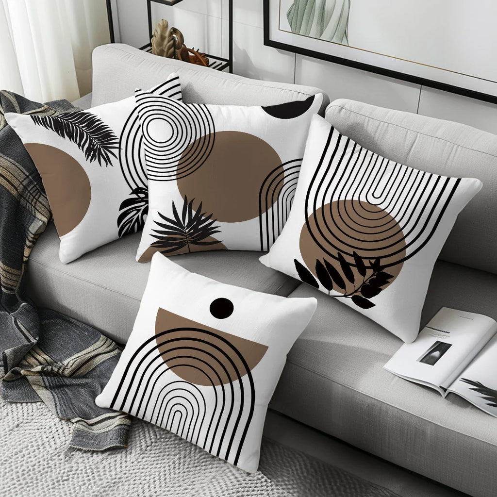 Modern Geometric Pattern Leaf Print Pillow Cushions Polyester pillowcase, sofa decorative cushion cov Headboard Pillow
