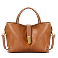 New Women's Genuine Cowhide Leather Large Capacity Top Handle Handbag Trapezoid Satchel Commute Ladies Elegant 2026 Tote Purse