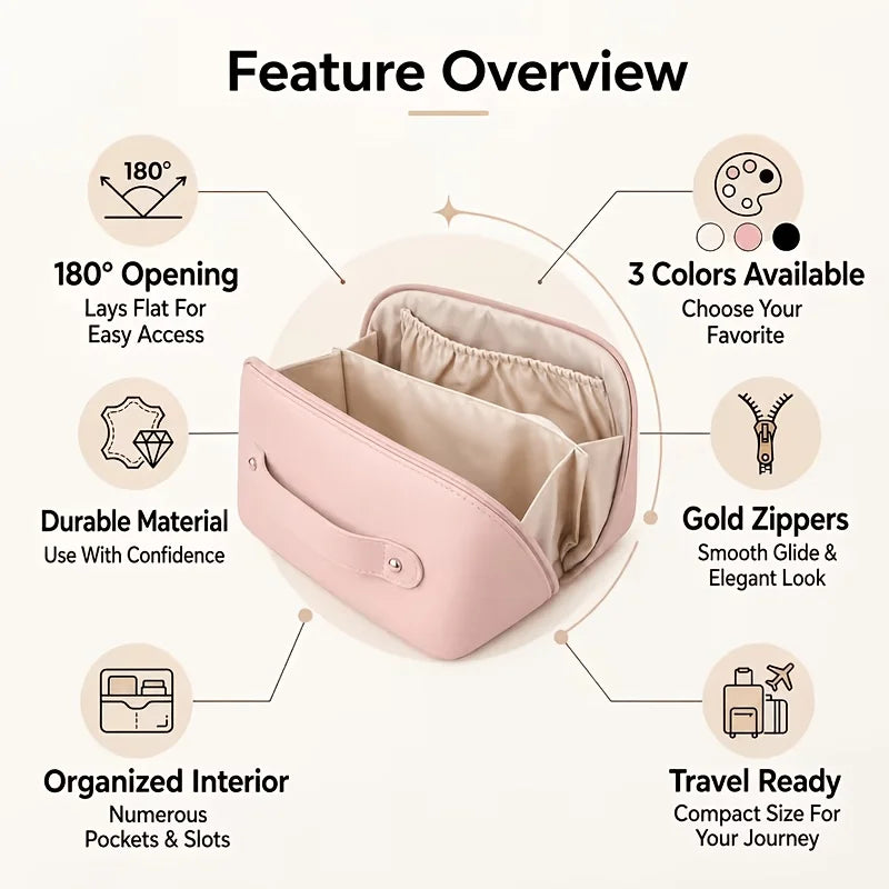 Kosmetik-Organizer für Damen, Kosmetiktasche, Kosmetik-Aufbewahrungstasche, luxuriöse Damenbox, Kosmetiktasche, Reise-Organizer mit Reißverschluss