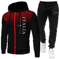 Chándal popular de otoño e invierno para hombre, con sudadera con capucha y cremallera y pantalón deportivo, conjunto urbano, informal y deportivo para correr y entrenar a diario