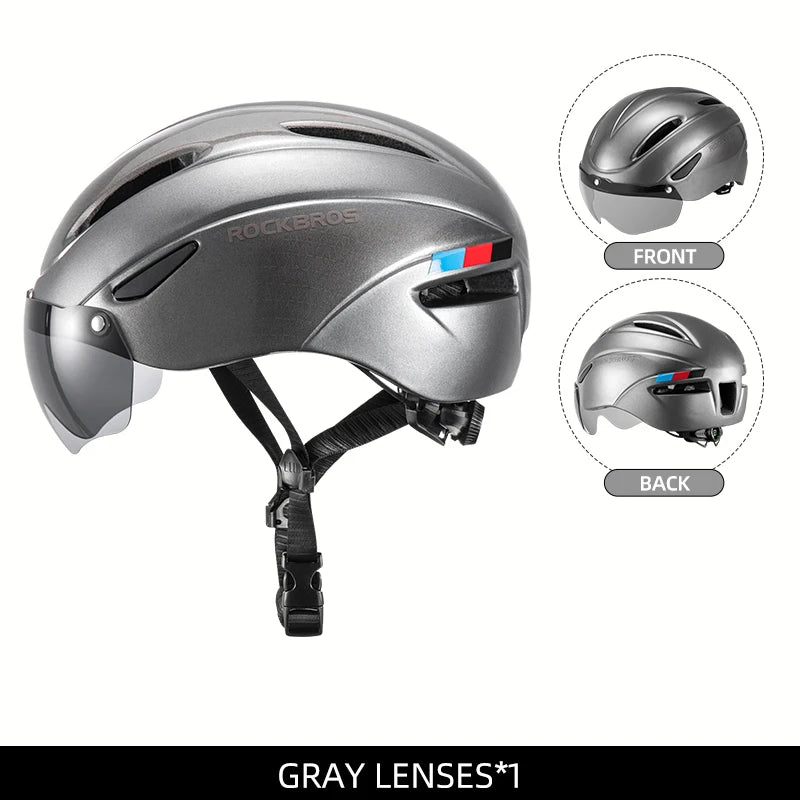 Casco de bicicleta ROCKBROS con luz LED recargable, casco de ciclismo para montaña y carretera, casco deportivo seguro para hombre