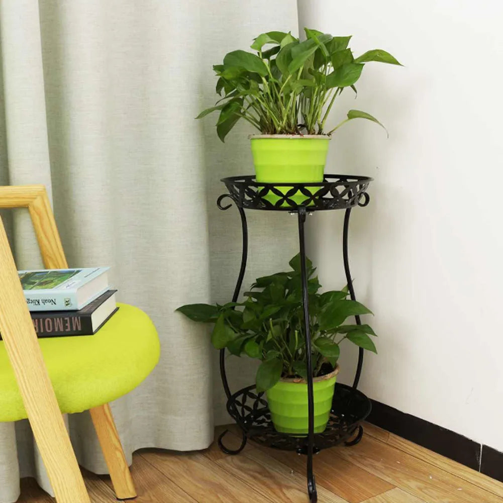 【Lifeideas】Support pour plantes vintage en métal à 2 niveaux, haut