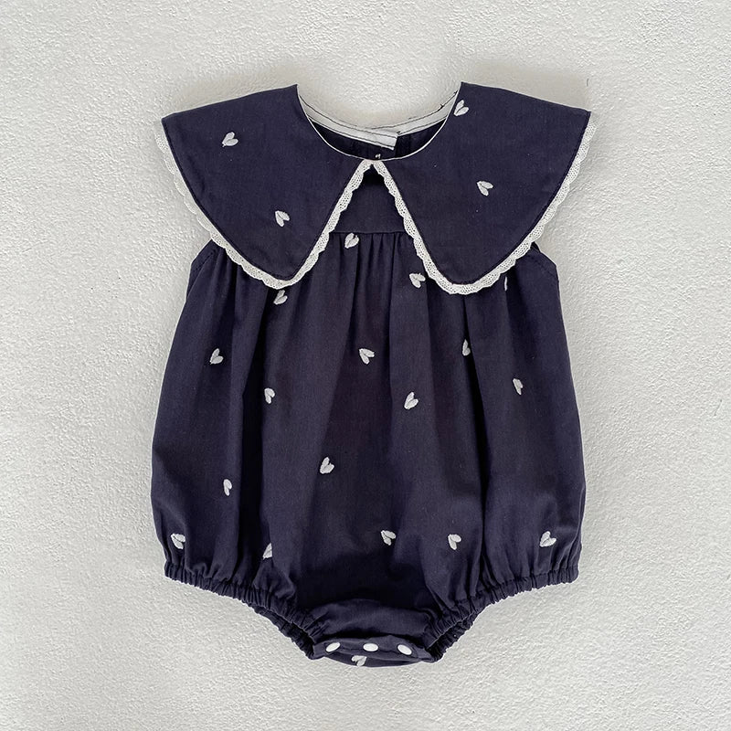 2026 New Summer Newborn Infant Baby Girl Jumpsuit 0-24M Baby Girl Clothing Sleeveless Cotton Heart Print Baby Girl Rompers