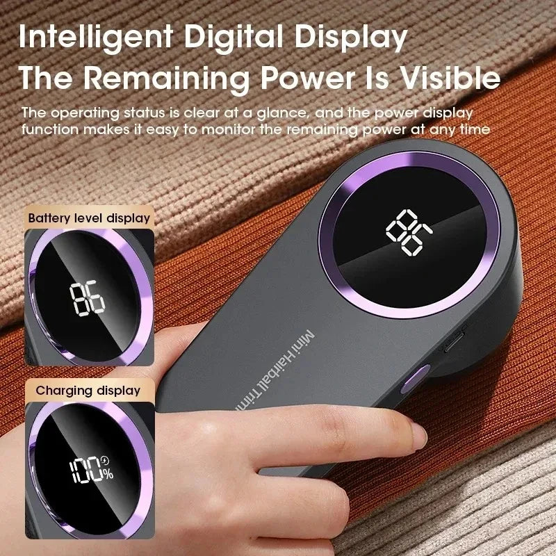 Portable Electric Lint Remover for Clothes, Rechargeable Fabric Shaver with LED Display, Fuzz and Lint Remover