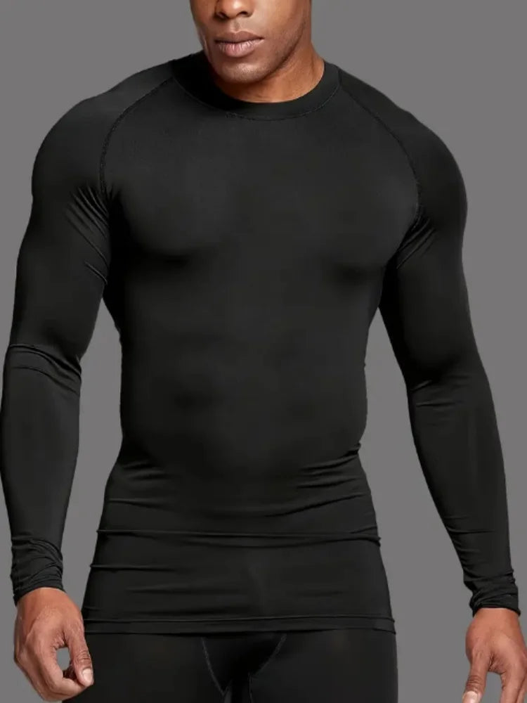 Maglia sportiva aderente uomo a maniche lunghe