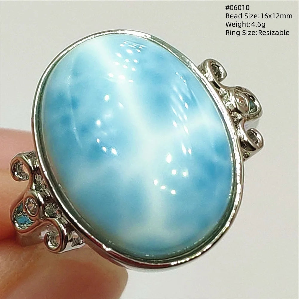 Anello regolabile in argento 925 con larimar