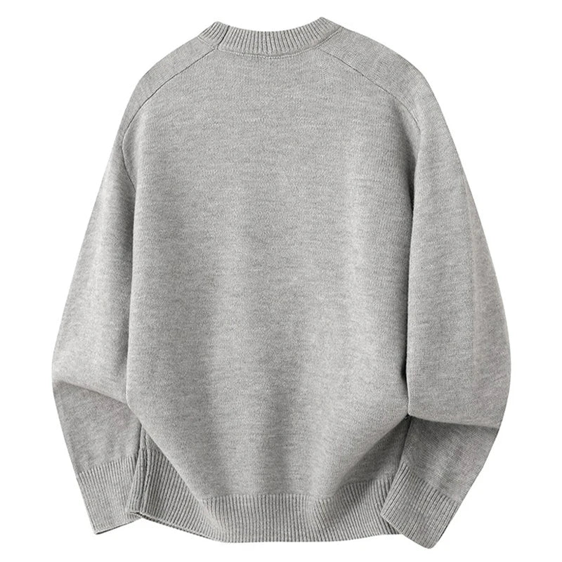 Autumn Men's Sweater Long Sleeve Solid Color Casual O-neck Daily Knitted Pullovers Slim Fit Classic Simple Style Knitwear