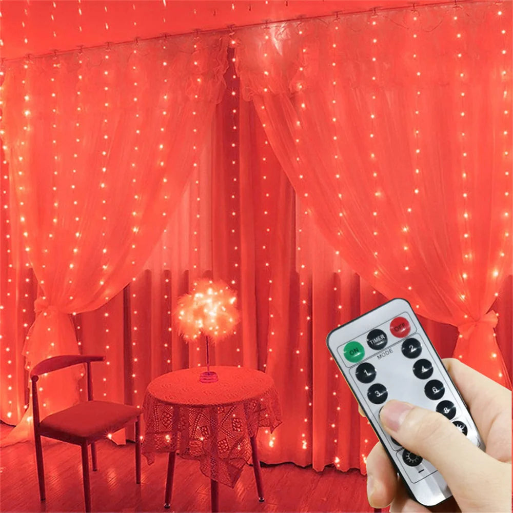 Cortina de luces USB - 8 modos de iluminación, cadena de luces LED tipo hada para decoración de Navidad, Halloween, Año Nuevo, bodas, hogar y jardín