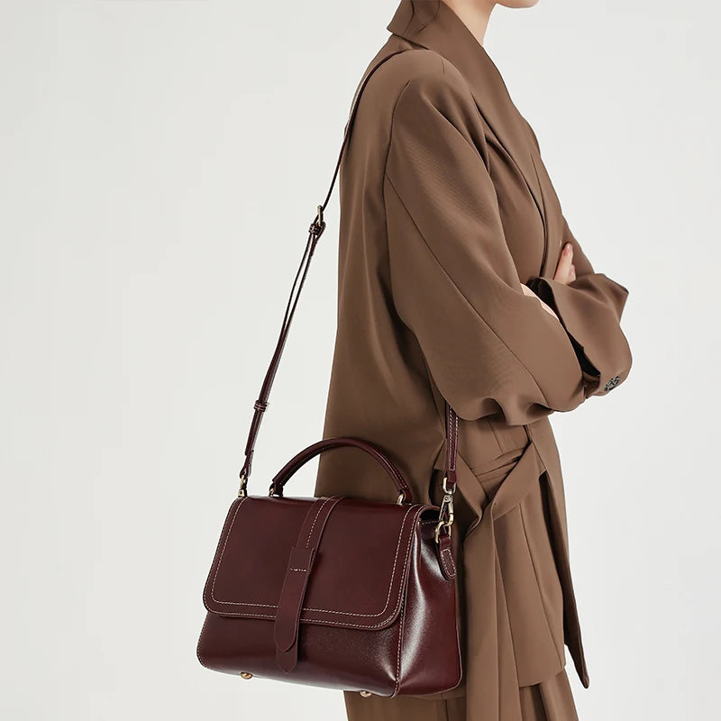 Genuine Leather Handbags Women Mini Square Flap Cross Body Bags Ladies Luxury Designer First Layer Cowhide Purses Shoulder Bag