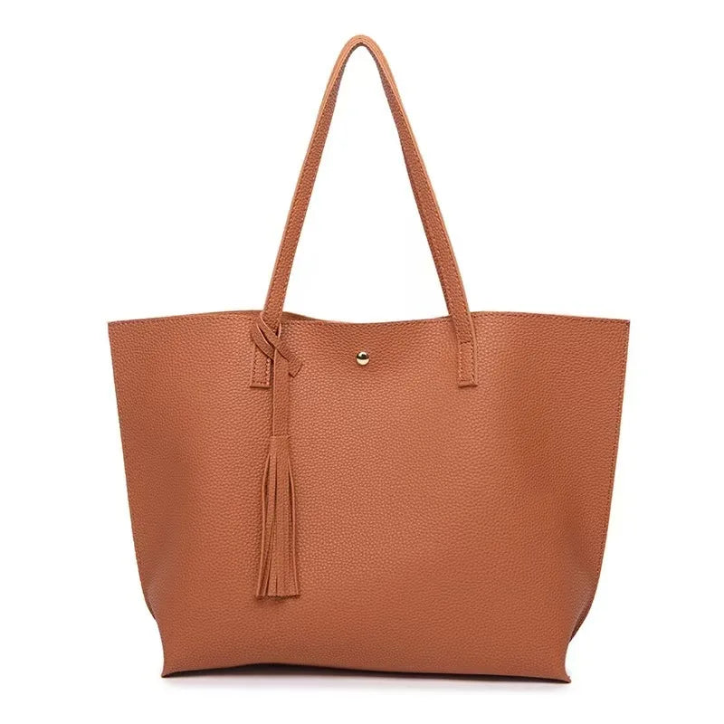 Big Black Shoulder Bags for Women Large Hobo Shopper Bag Solid Color Quality Soft Leather Crossbody Handbag Lady Travel Tote Bag