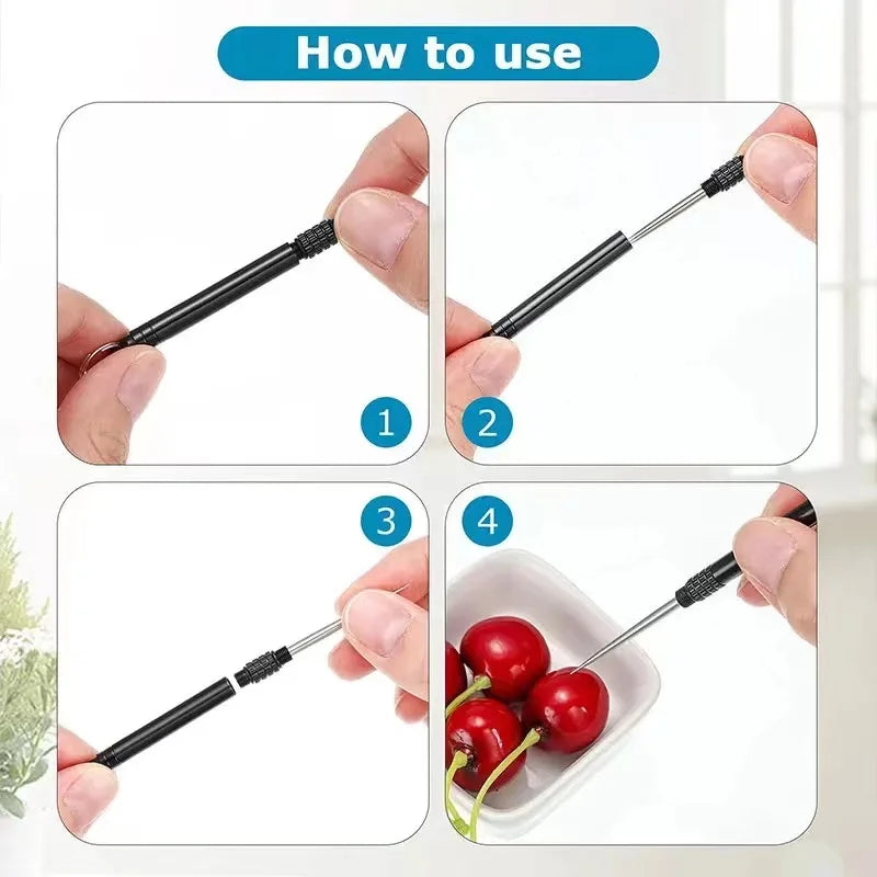 Outdoor Pocket Toothpick Titanium EDC Portable Mini Toothpick Fruit Fork Camping Tool Toothpick Tube Is More Durable Than Floss