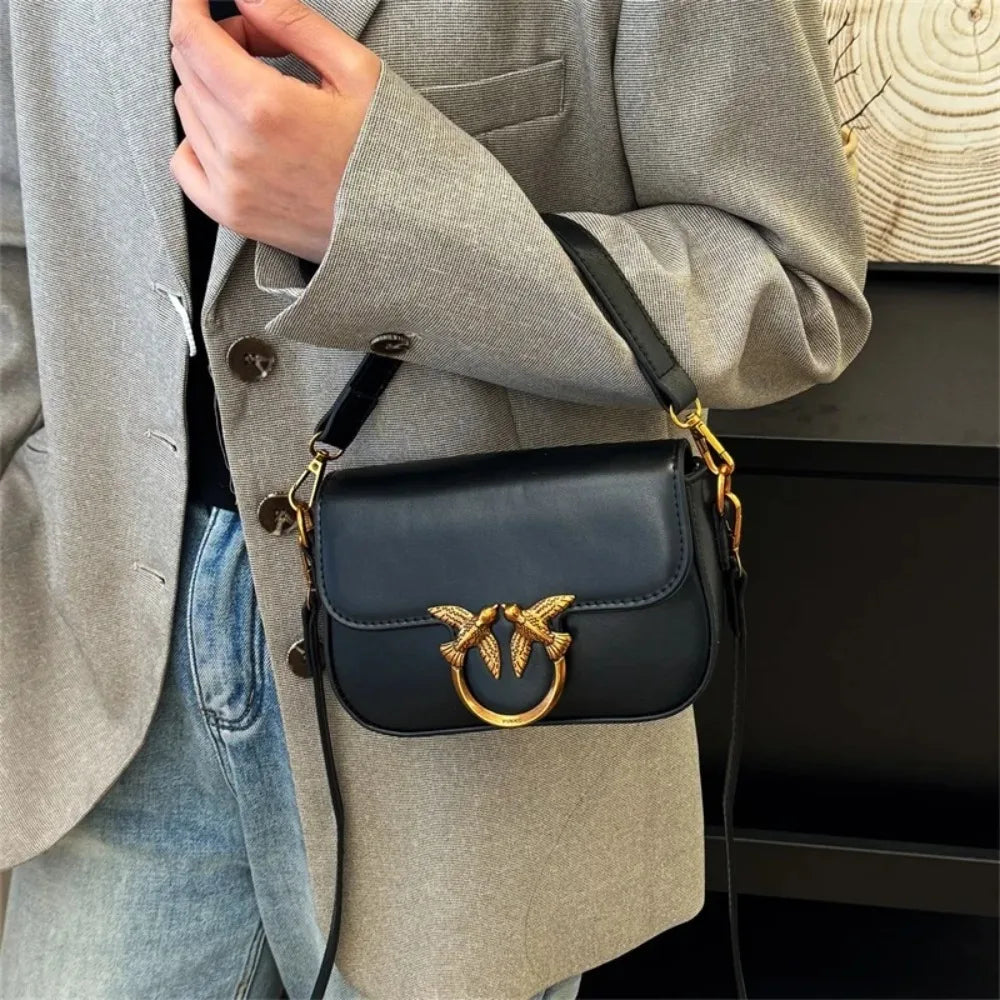 High-end Crossbody Handbag Leather Tote Bags Trendy Design Commuter Popular Classic Elegant Fashionable Bag with Avian Button