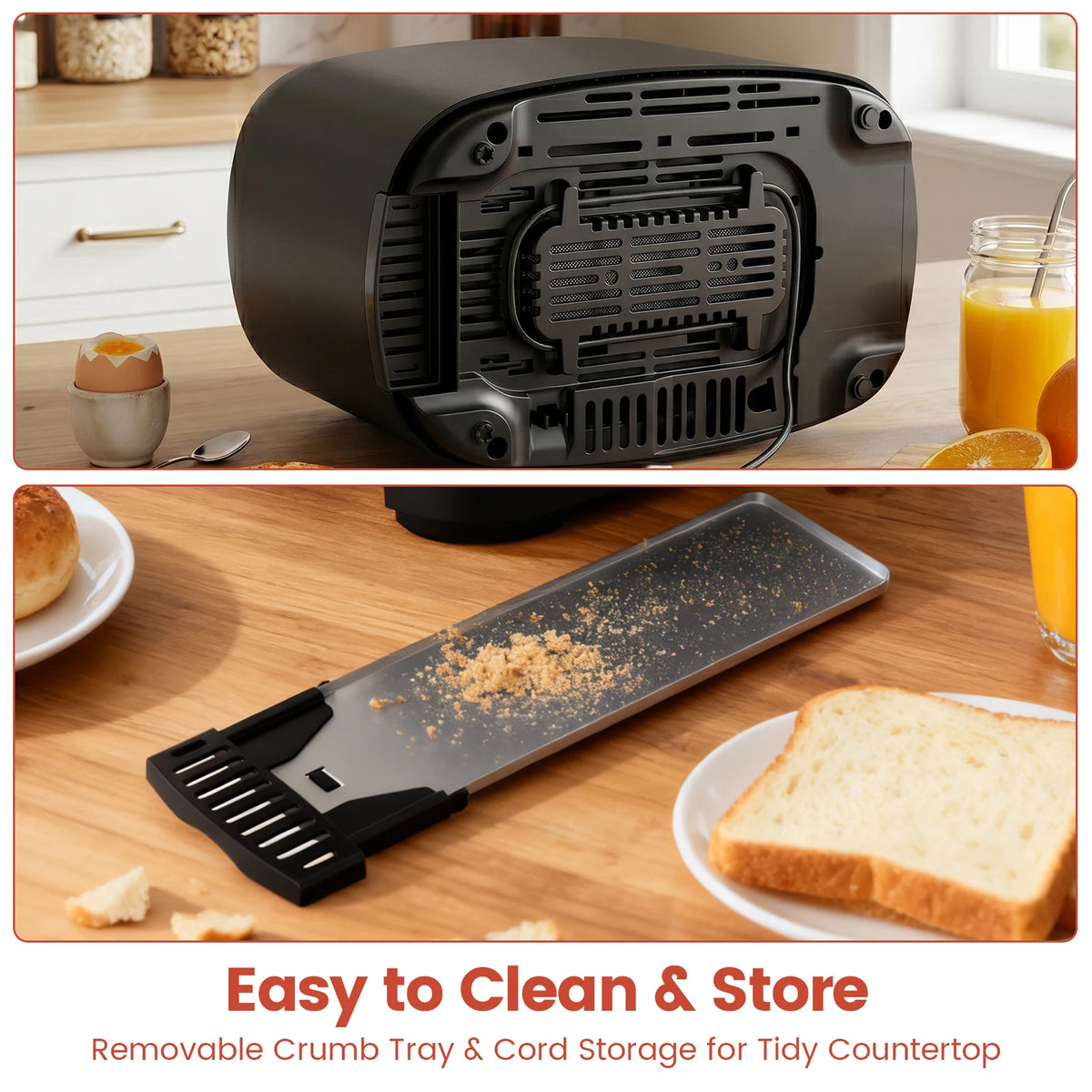 Tostadora SUPERLEX de 2 rebanadas con ranuras anchas, 6 modos, funcionamiento automático y 3 botones, pequeña, de acero inoxidable, para pan