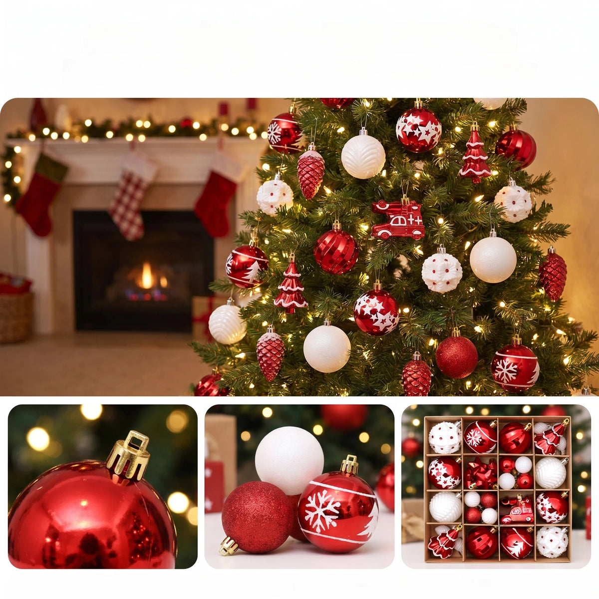 42Pcs Christmas Ball Merry Christmas Tree Topper Decoration for Home Decor Holiday New Year 2026 Navidad Gifts Supplies
