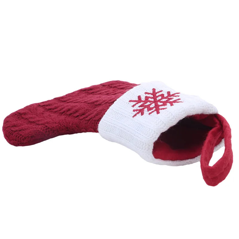 Christmas Socks Knitting Snowflake Letter Stocking Christmas Decoration For Home 2024 Xmas Tree Ornament Gift Navidad Natal 2025
