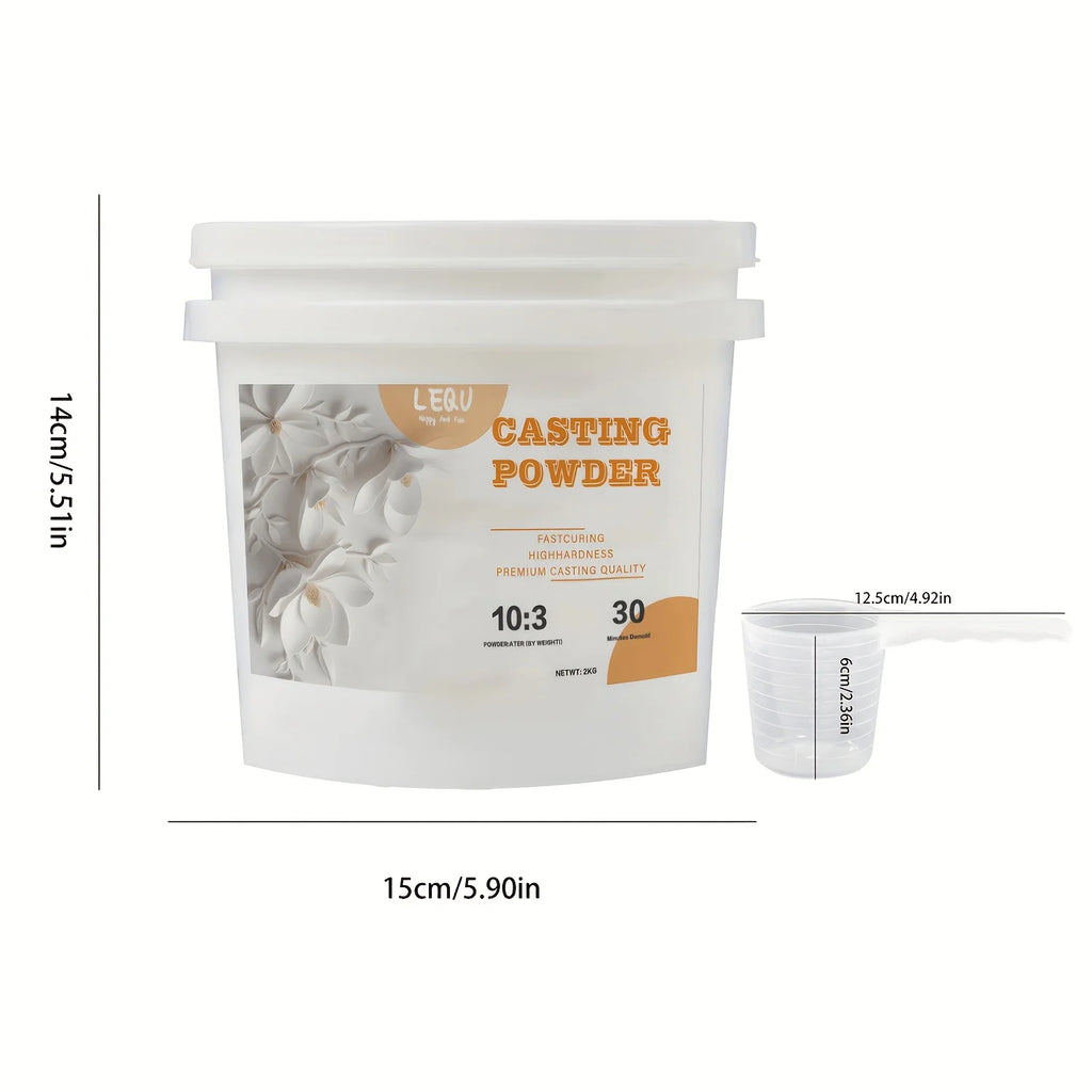 2000g Bucket Resin Casting Powder, Fast Curing Resin Casting Kit Suitable for Beginners, 20-30 Minutes Demoulding, Easy to Mix Hydroactive Gypsum Molding Powder for Handmade Sculpture DIY Home Art