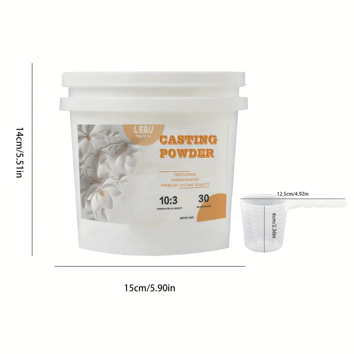 2000g Bucket Resin Casting Powder, Fast Curing Resin Casting Kit Suitable for Beginners, 20-30 Minutes Demoulding, Easy to Mix Hydroactive Gypsum Molding Powder for Handmade Sculpture DIY Home Art