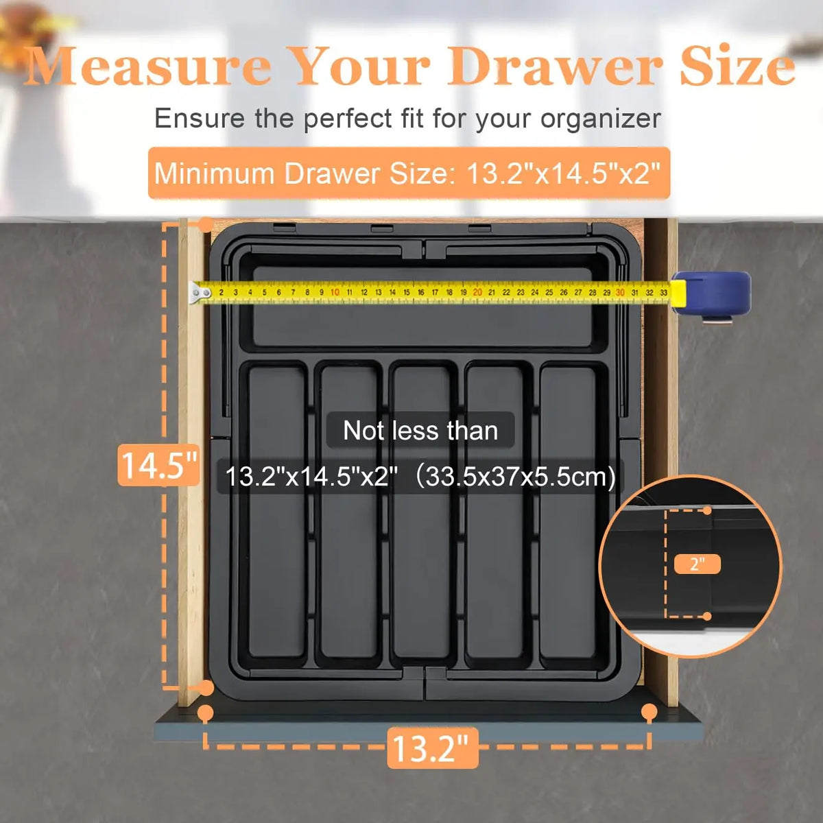 Organisateur de couverts extensible, organiseur de tiroir pour ustensiles de cuisine, grand plateau réglable pour couverts, noir