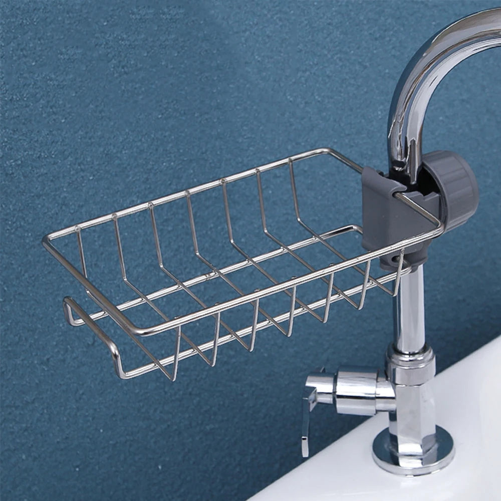 Faucet-Mounted Kitchen Sink Caddy for Sponge, Soap & Brush
