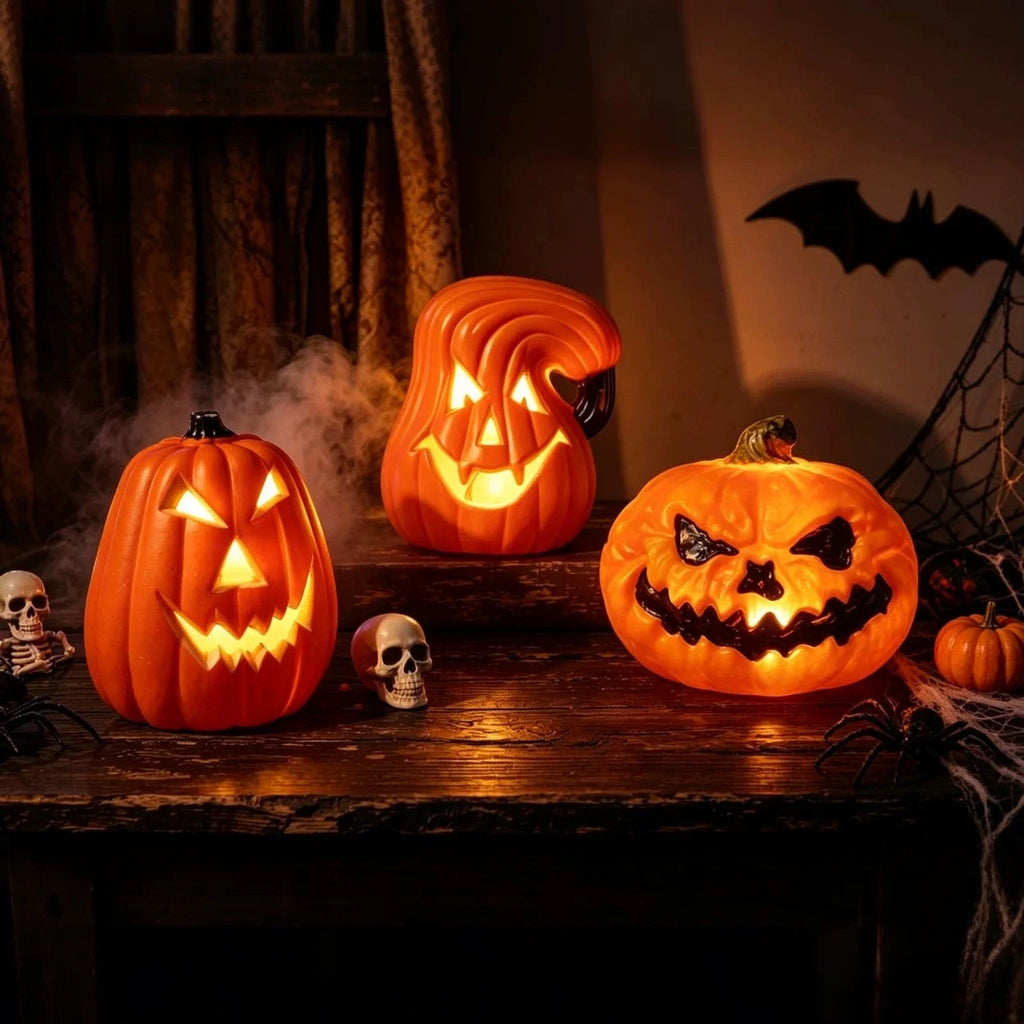 LED Triple-Layer Glowing Pumpkin Decor, Battery-Powered Light-Up Pumpkin Ornament, Halloween Festival Home Party Decoration