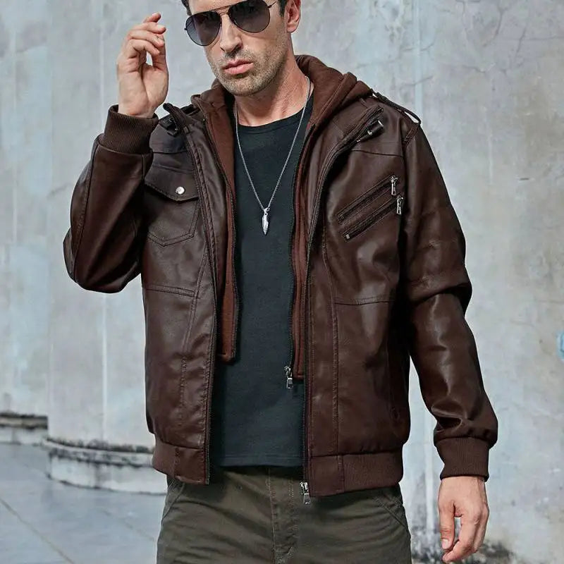 Men's Leather Jackets for Men Autumn Winter Motorcycle PU Jacket Streetwear Outdoor Coats Loose Jacket