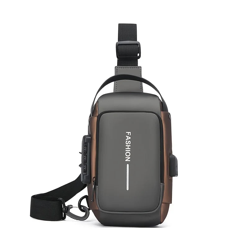 Oxford-Style Men’s Sling Bag with Phone Pocket