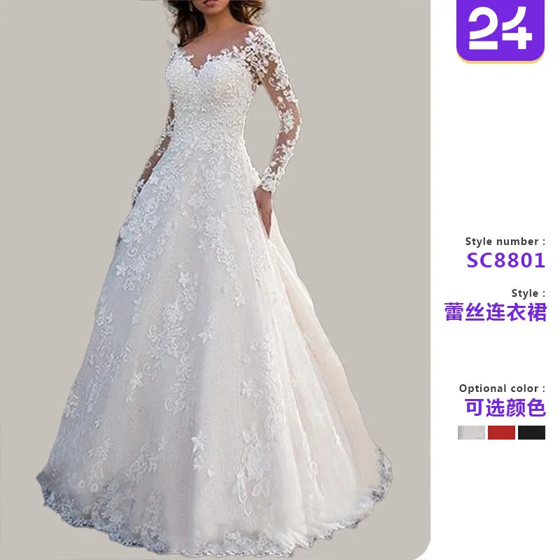 Abito lungo in pizzo da donna