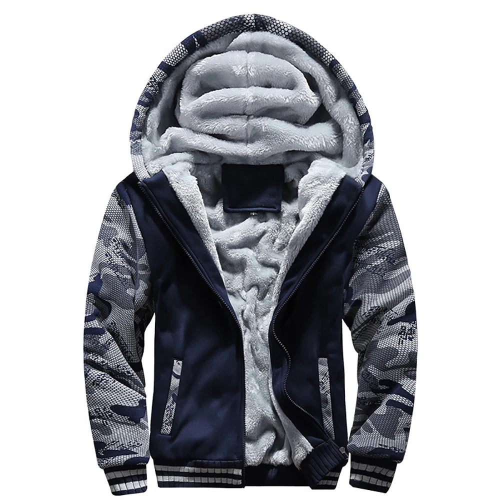 Herrenjacke Camouflage Dicke Winterjacken für Herren Fleece Langarm Mantel Herren Casual Hoodies Streetwear Herrenmäntel