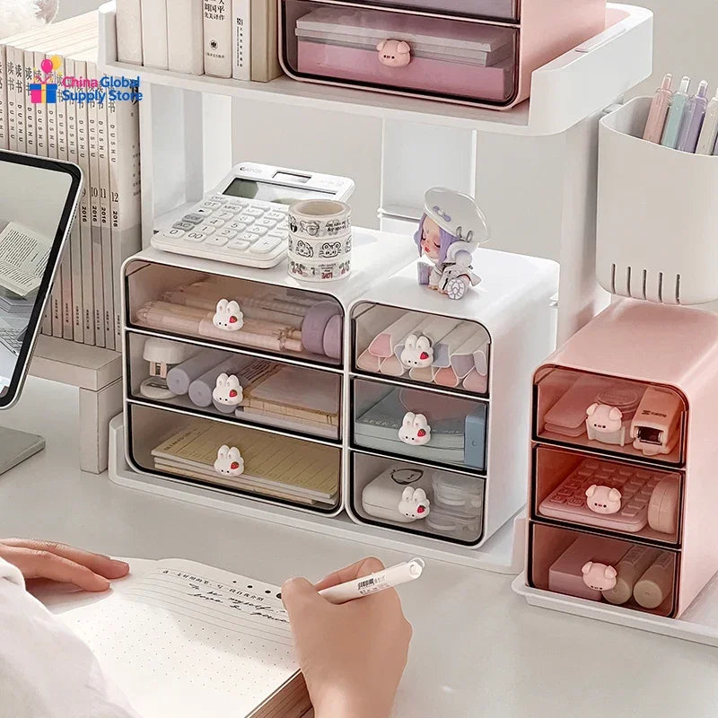 Transparent 3-Drawer Desk Organizer