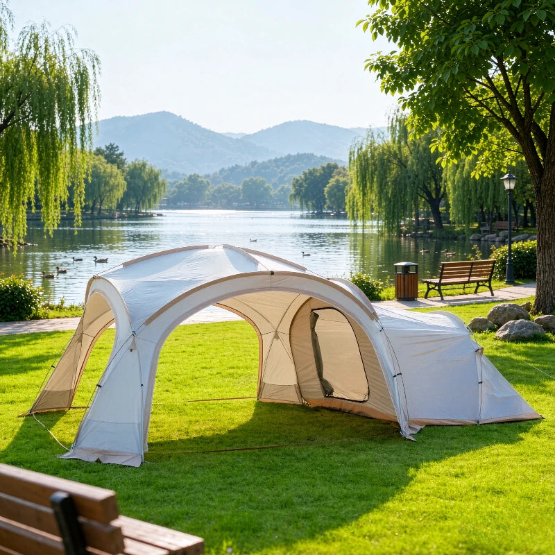 Dome-Style Camping Lounge Tent, Outdoor Sunshade Shelter with Breathable Ventilation, Wind-Resistant Rain-Repellent Cover