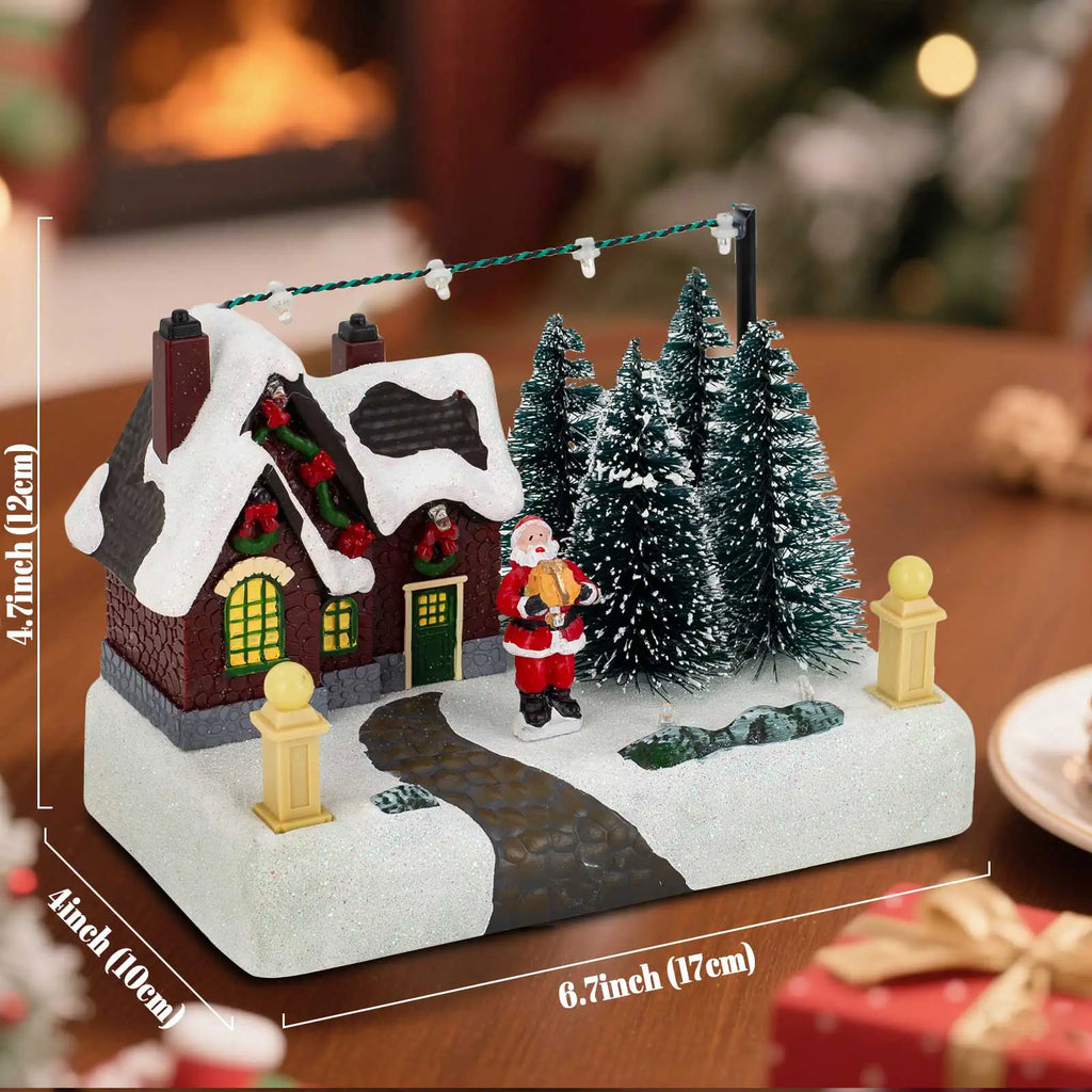 Pueblo navideño de colección para montar con luces, árboles, Papá Noel, nieve, paisaje urbano, decoración festiva para hogar, escritorio y chimenea