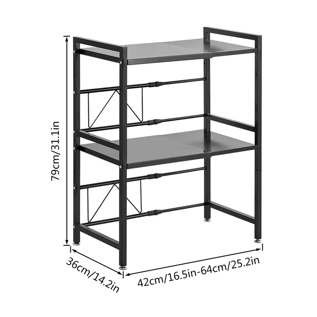 1pc Microwave Oven Storage Rack, Space-saving Countertop Kitchen Utensils Tableware Organizer, Kitchen Accessories Metal Shelf