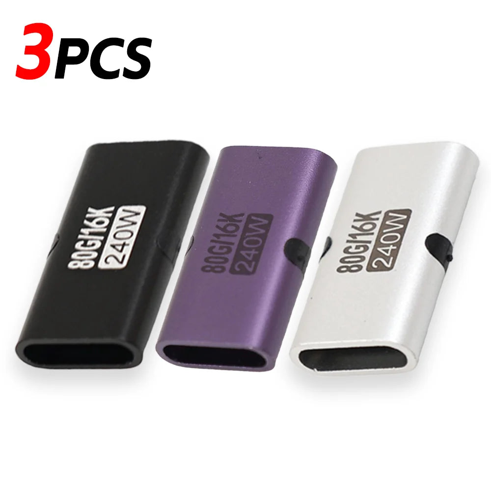 1-10pcs 240W PD USB C Female To Female Adapter 80Gbps High-Speed 16K 60Hz Video for MacBook Pro Air IPad Type-C HUB Converter