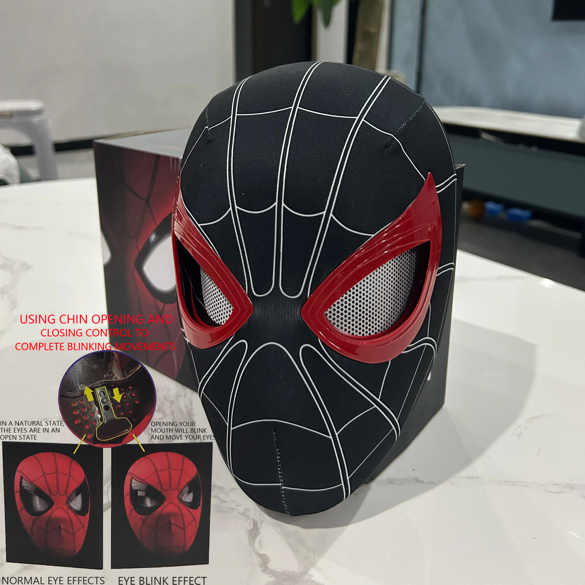 1:1 tragbarer Cosplay-Vollkopf-Haarreif mit beweglichen Augen, elastisches Requisitenspielzeug, Halloween-Party-Kostümgeschenk für erwachsene Hobby-Sammler