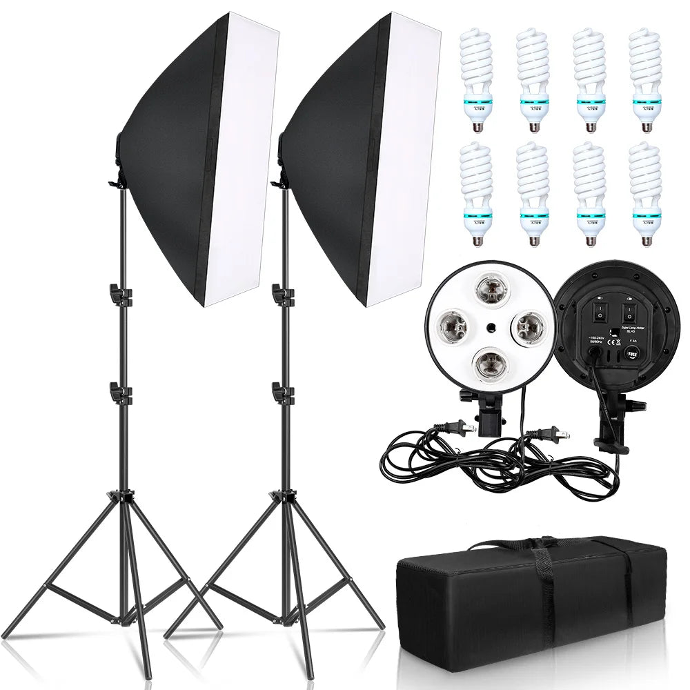 5500K Lumière du jour pour photographie 4 PIÈCES 45W Haute luminosité  Ampoules fluorescentes E27 pour studio photo vidéo