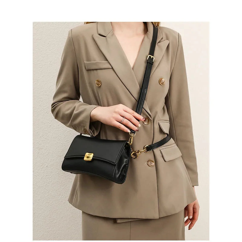 2026 New Square Shoulder Bags Women Pu Leather Underarm Bags Luxury Designer Handbags Black Flap Lock Crossbody Bag Purse