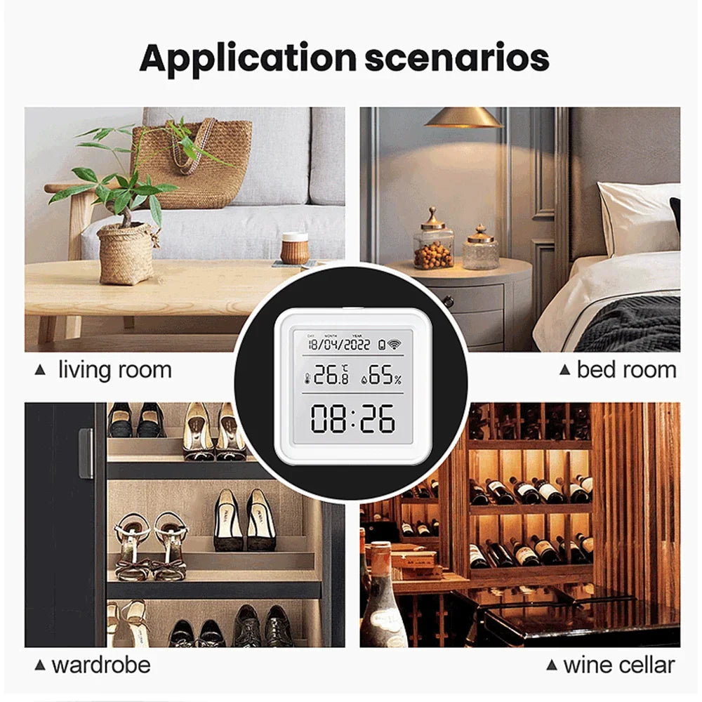 Tuya Zigbee WiFi Temperatur- und Feuchtigkeitssensor Hygrometer Thermometer Detektor Smart Life Fernbedienung Unterstützung für Alexa Google Home