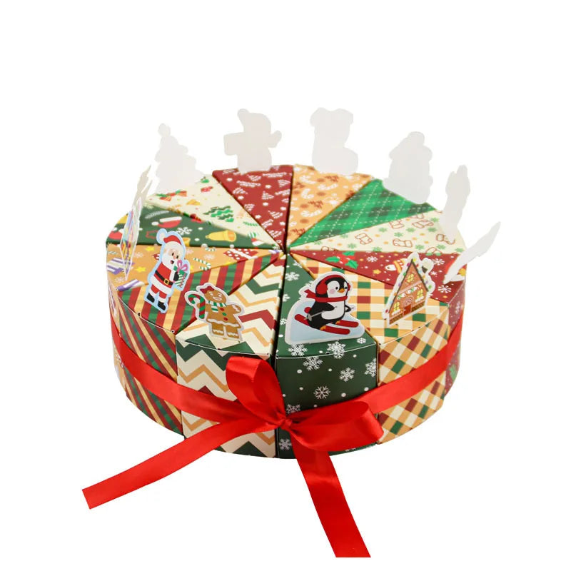 Teilbare Geschenkbox in Kuchenform zu Weihnachten, kleine Geschenkverpackungen für Süßigkeiten, teilbare Leckerli-Geschenkboxen für die Weihnachtsparty