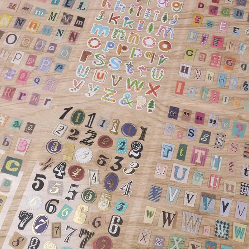 Kit d’autocollants rétro avec lettres et chiffres – Autocollants décoratifs DIY pour album, journal et scrapbooking, fournitures créatives faites main pour carnets, agendas et cadeaux