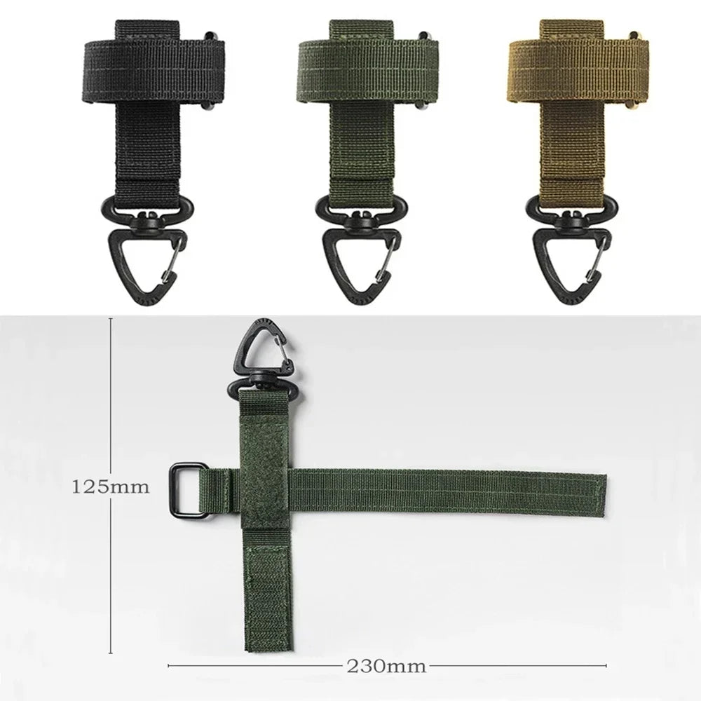 Multi-purpose Nylon Gloves Hook Outdoor Camping Tactical Climbing Rope Holder Anti-lost Hanging Buck Strap Safety Clip Belt