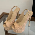Scarpe peep toe donna Liyke con plateau effetto sughero