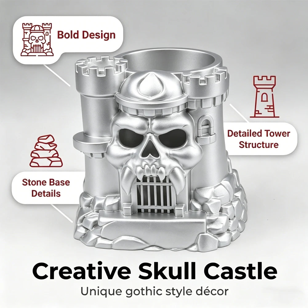 3D-Printed Skull Pen and Brush Holder