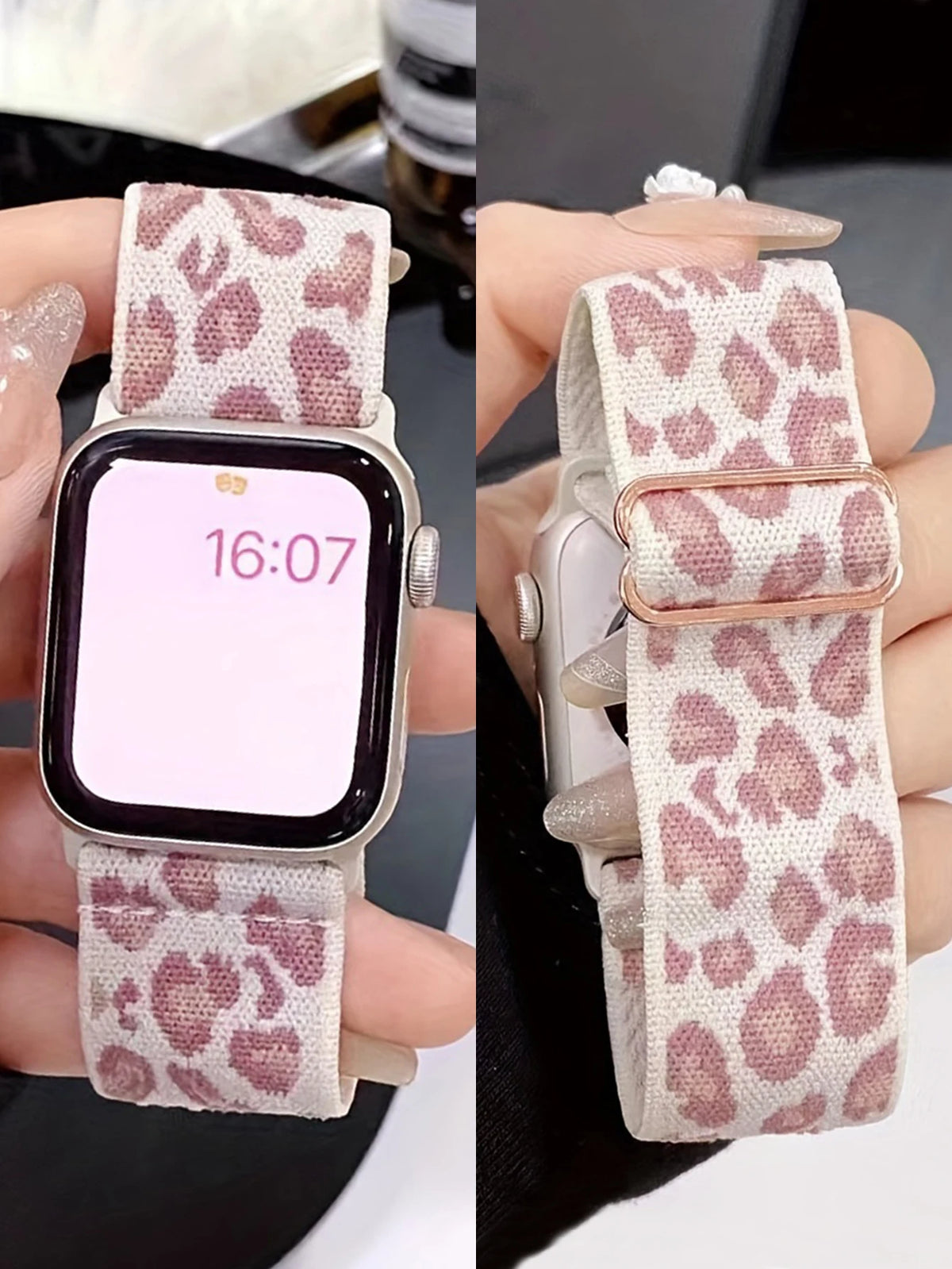 1 Pack Leopard Print Elastic Loop Band Compatible With Apple Watch Band 38mm 40mm 41mm 42mm 44mm 45mm 49mm, Replacement Bracelet