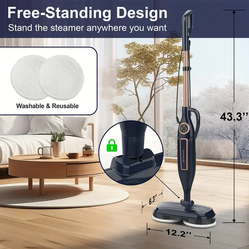 VM6 Steam Mop Cleaner 1300W Power High Temperature with Rotating Mop Pad 10 in 1 Lightweight for Home Kitchen Vacuum Steam Clean