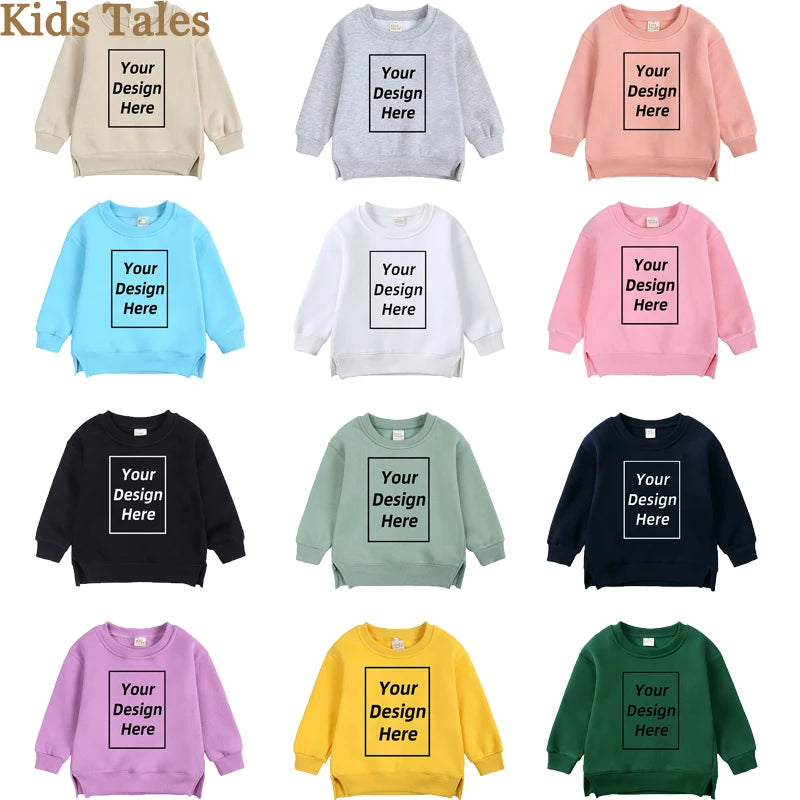 Customized Baby Kids Boy Girl Sweatshirt Add Your Logo Text Long Sleeve Cotton Fleece DIY Pullover Hoodie Tops Toddler Clothes