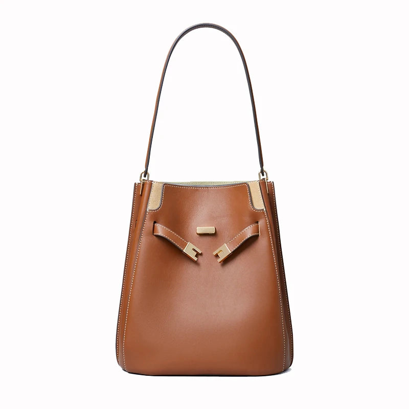 2026 New Fashion Women Bags Luxury Brand Genuine Leather Shoulder Bags Ins Hot Cowhide Leather Bucket Bags Top Quality Handbags