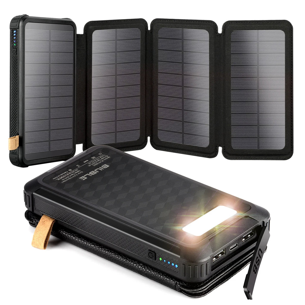 Outdoor Solar Power Bank 20000mAh Large Capacity Solar Panel Travel Outdoor Solar Mobile Phone Charger Solar Powerbanks For Camp
