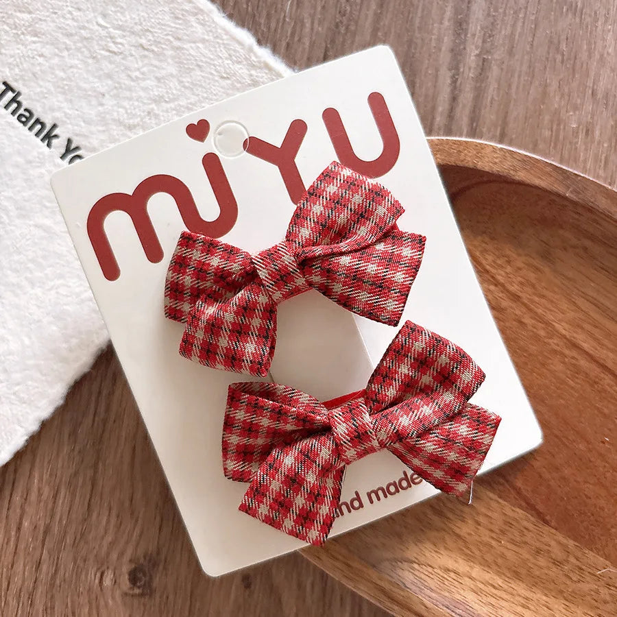 2026 New Year Cute Red Bow Hairpins Children Girls Kid Hair Clips Pin Barrettes Accessories Hairclip Headwear Headdress Ornament
