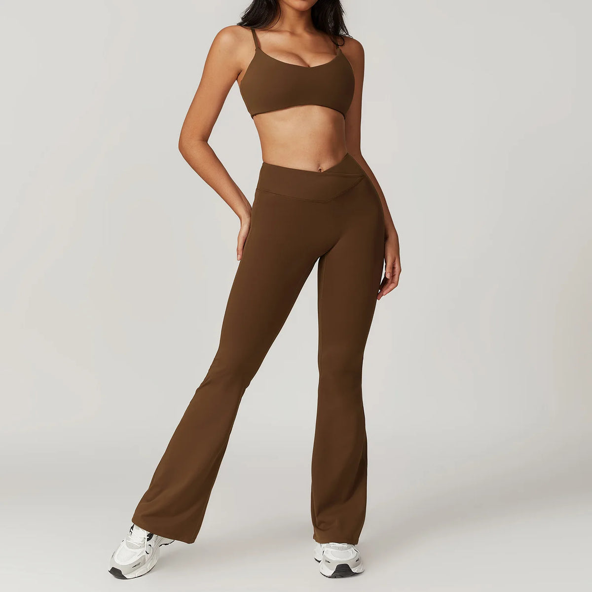 Completo yoga donna con crop top e leggings