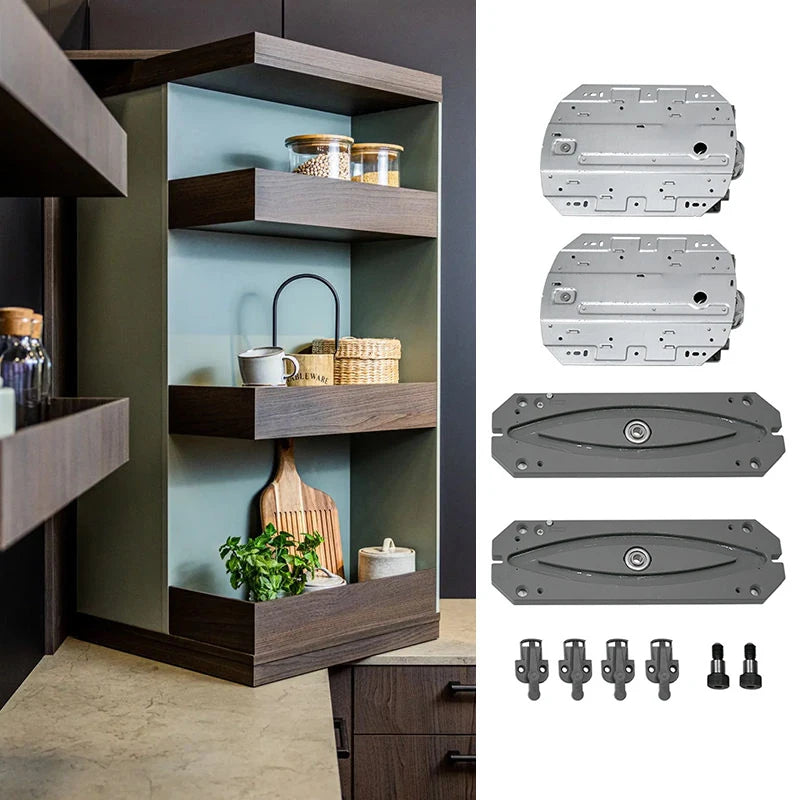 Isla de cocina con unidad de baño ajustable de 180/360 grados, estantería, armario esquinero y estante de almacenamiento multifuncional